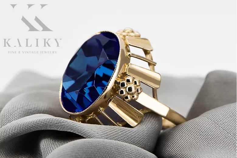 Ring Sapphire 14K Yellow gold Vintage vrc043y